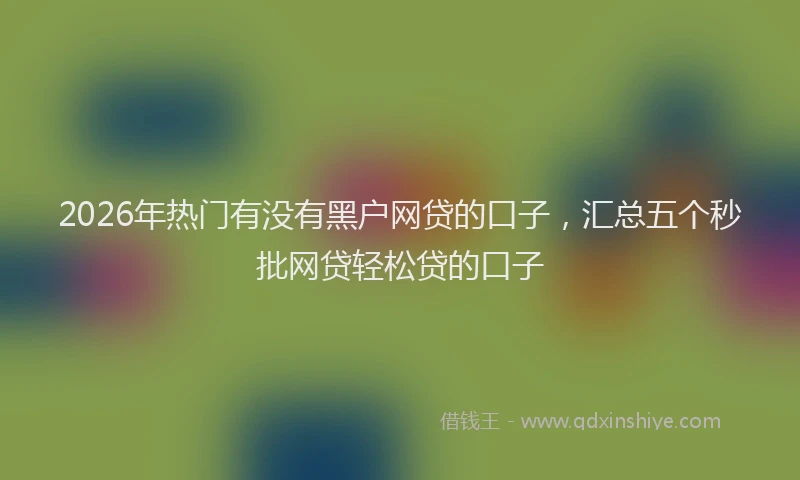 2026年热门有没有黑户网贷的口子，汇总五个秒批网贷轻松贷的口子
