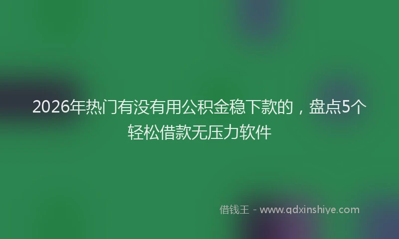 2026年热门有没有用公积金稳下款的，盘点5个轻松借款无压力软件