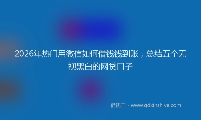 2026年热门用微信如何借钱钱到账，总结五个无视黑白的网贷口子