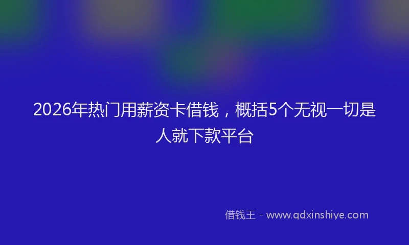 2026年热门用薪资卡借钱，概括5个无视一切是人就下款平台
