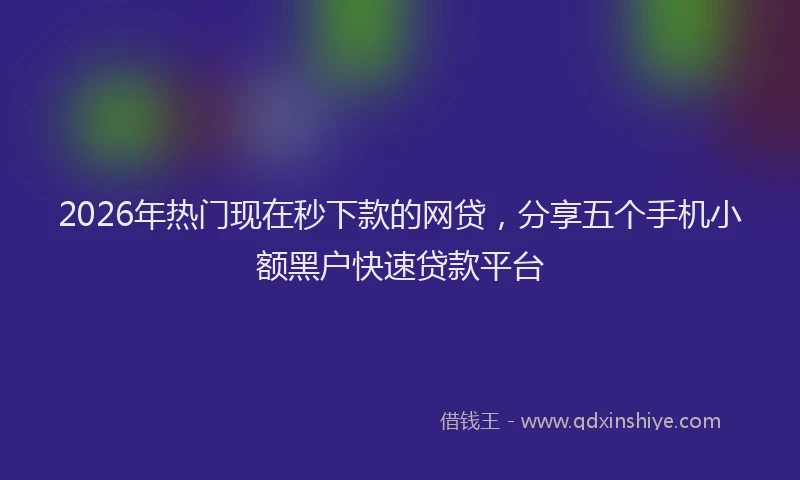 2026年热门现在秒下款的网贷，分享五个手机小额黑户快速贷款平台