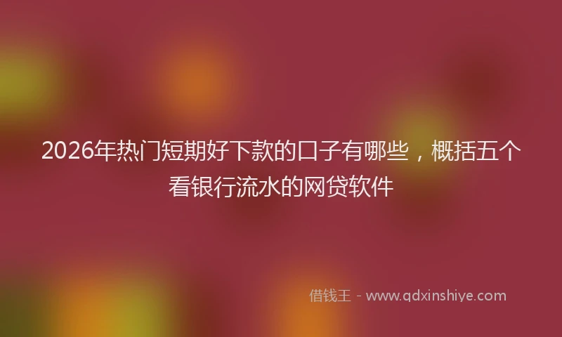 2026年热门短期好下款的口子有哪些，概括五个看银行流水的网贷软件