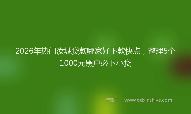 2026年热门汝城贷款哪家好下款快点，整理5个1000元黑户必下小贷