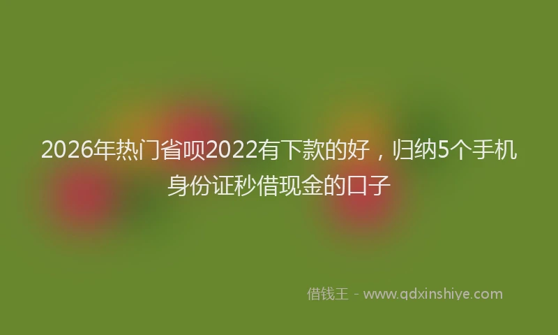 2026年热门省呗2022有下款的好，归纳5个手机身份证秒借现金的口子