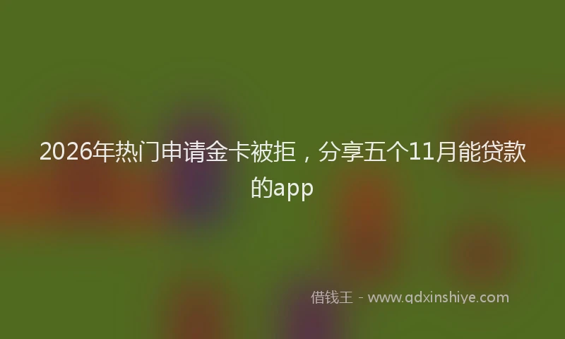 2026年热门申请金卡被拒，分享五个11月能贷款的app