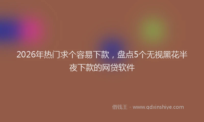 2026年热门求个容易下款,盘点5个无视黑花半夜下款的网贷软件