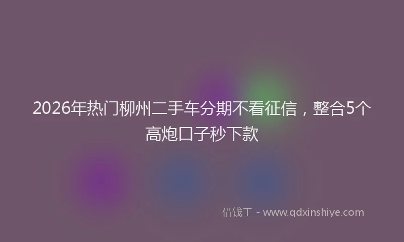 2026年热门柳州二手车分期不看征信，整合5个高炮口子秒下款