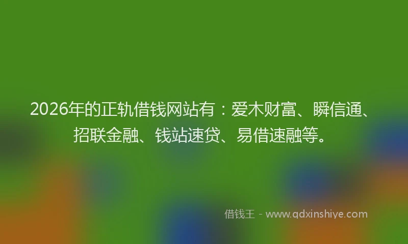 2026年的正轨借钱网站有：爱木财富、瞬信通、招联金融、钱站速贷、易借速融等。