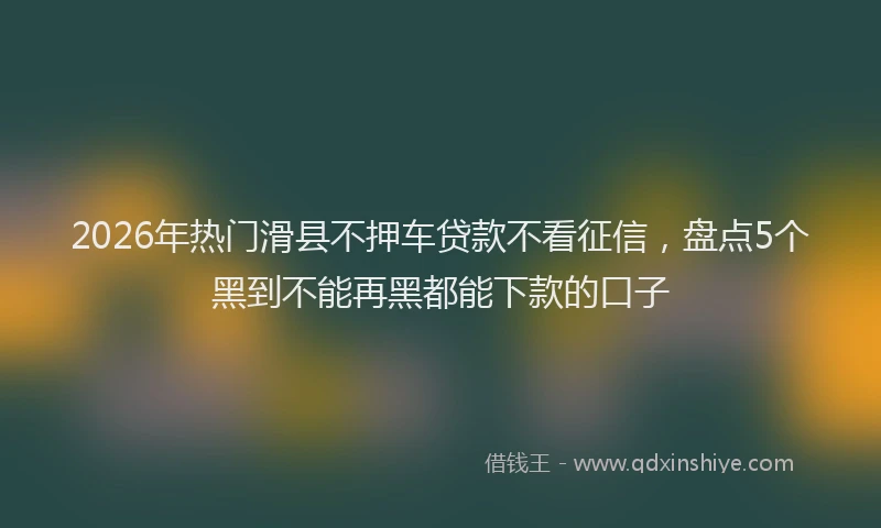 2026年热门滑县不押车贷款不看征信，盘点5个黑到不能再黑都能下款的口子