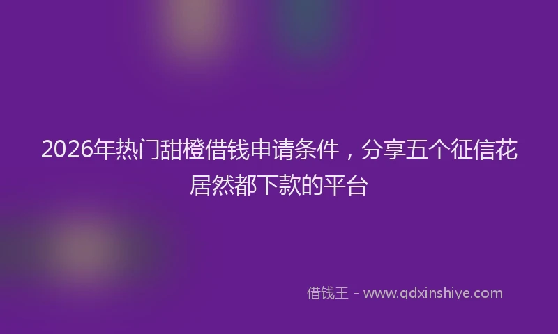 2026年热门甜橙借钱申请条件，分享五个征信花居然都下款的平台
