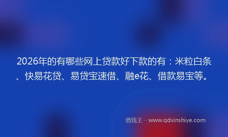 2026年的有哪些网上贷款好下款的有：米粒白条、快易花贷、易贷宝速借、融e花、借款易宝等。