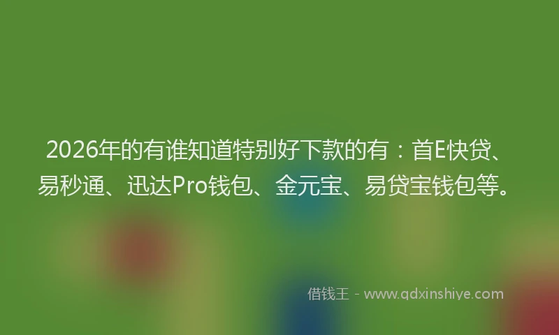2026年的有谁知道特别好下款的有：首E快贷、易秒通、迅达Pro钱包、金元宝、易贷宝钱包等。
