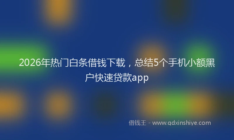 2026年热门白条借钱下载，总结5个手机小额黑户快速贷款app