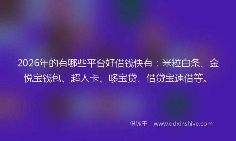 2026年的有哪些平台好借钱快有：米粒白条、金悦宝钱包、超人卡、哆宝贷、借贷宝速借等。