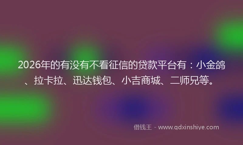 2026年的有没有不看征信的贷款平台有:小金鸽、拉卡拉、迅达钱包、小吉商城、二师兄等。
