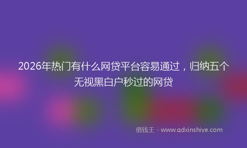 2026年热门有什么网贷平台容易通过，归纳五个无视黑白户秒过的网贷