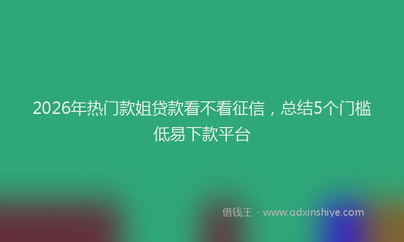 2026年热门款姐贷款看不看征信，总结5个门槛低易下款平台
