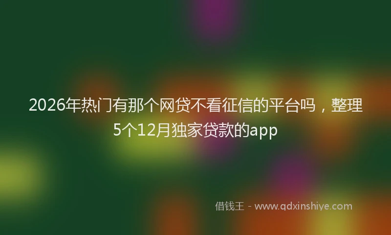 2026年热门有那个网贷不看征信的平台吗，整理5个12月独家贷款的app