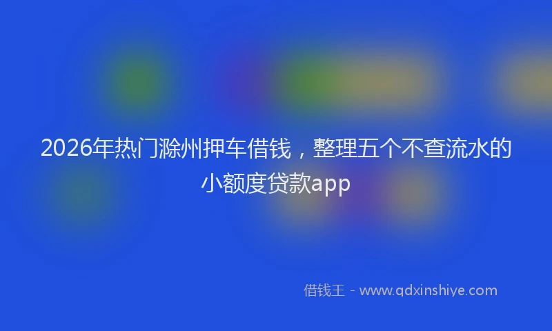 2026年热门滁州押车借钱，整理五个不查流水的小额度贷款app