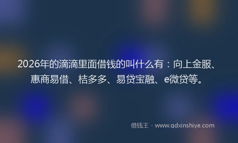 2026年的滴滴里面借钱的叫什么有:向上金服、惠商易借、桔多多、易贷宝融、e微贷等。