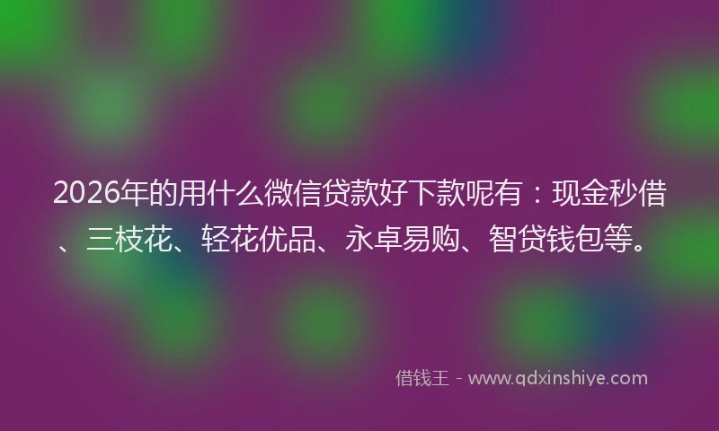 2026年的用什么微信贷款好下款呢有：现金秒借、三枝花、轻花优品、永卓易购、智贷钱包等。
