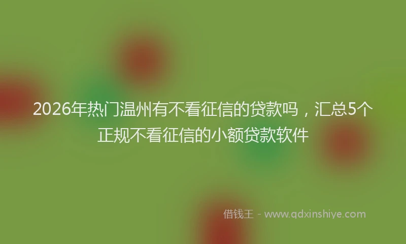 2026年热门温州有不看征信的贷款吗，汇总5个正规不看征信的小额贷款软件