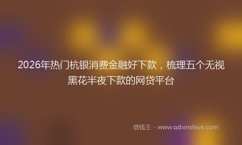 2026年热门杭银消费金融好下款，梳理五个无视黑花半夜下款的网贷平台