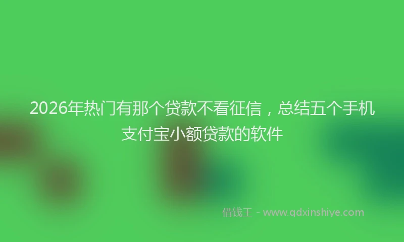 2026年热门有那个贷款不看征信，总结五个手机支付宝小额贷款的软件