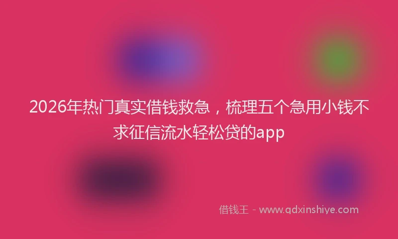2026年热门真实借钱救急,梳理五个急用小钱不求征信流水轻松贷的app