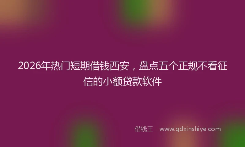 2026年热门短期借钱西安，盘点五个正规不看征信的小额贷款软件