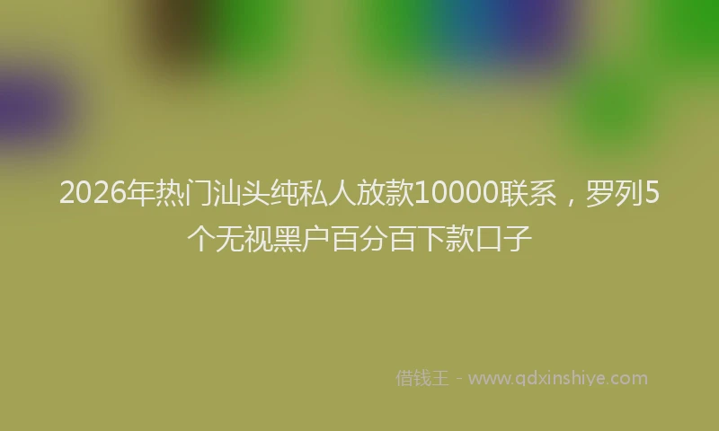2026年热门汕头纯私人放款10000联系，罗列5个无视黑户百分百下款口子