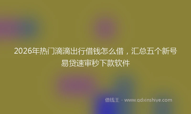 2026年热门滴滴出行借钱怎么借，汇总五个新号易贷速审秒下款软件