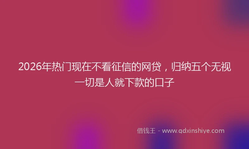 2026年热门现在不看征信的网贷，归纳五个无视一切是人就下款的口子