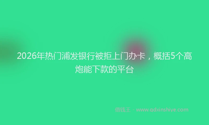 2026年热门浦发银行被拒上门办卡，概括5个高炮能下款的平台