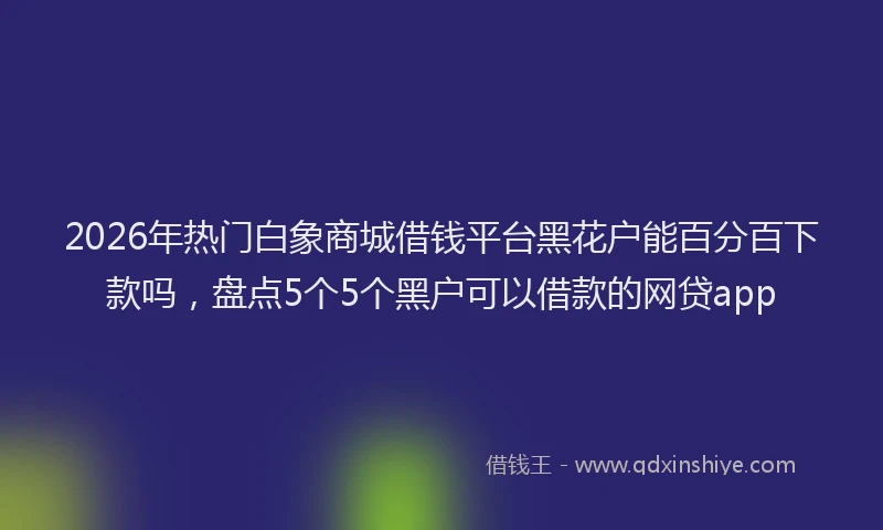 2026年热门白象商城借钱平台黑花户能百分百下款吗，盘点5个5个黑户可以借款的网贷app