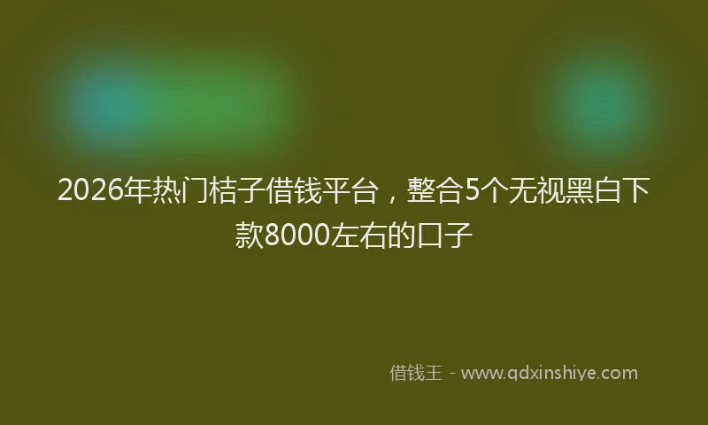 2026年热门桔子借钱平台，整合5个无视黑白下款8000左右的口子