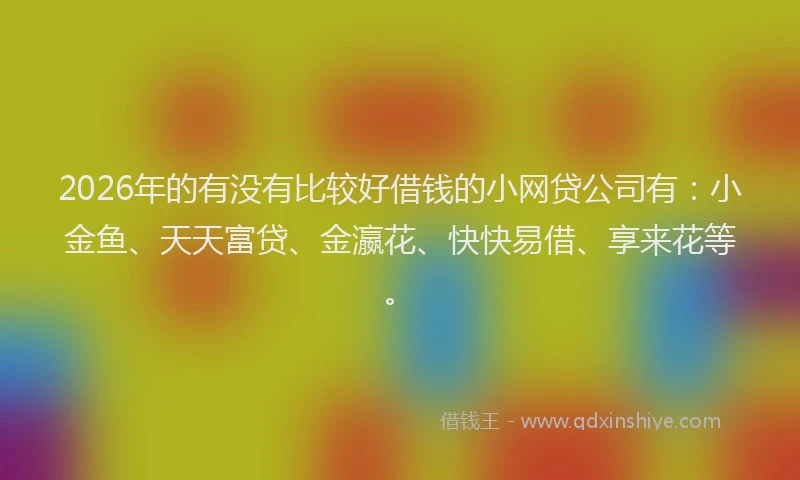 2026年的有没有比较好借钱的小网贷公司有:小金鱼、天天富贷、金瀛花、快快易借、享来花等。