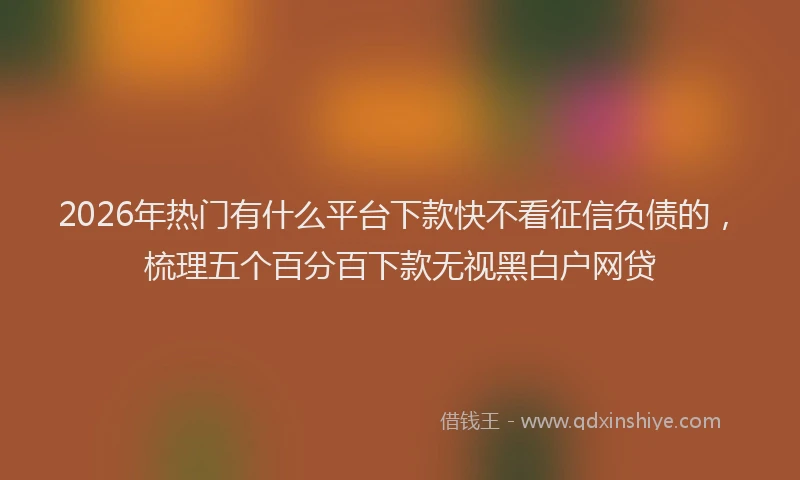2026年热门有什么平台下款快不看征信负债的，梳理五个百分百下款无视黑白户网贷