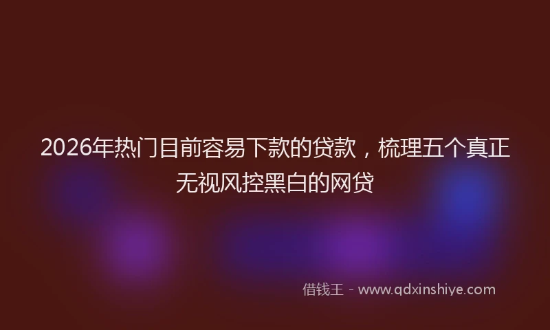 2026年热门目前容易下款的贷款，梳理五个真正无视风控黑白的网贷