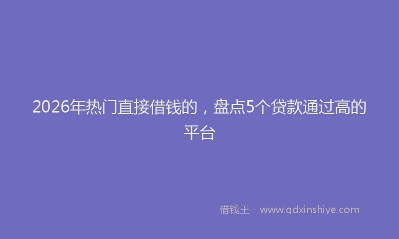 2026年热门直接借钱的,盘点5个贷款通过高的平台