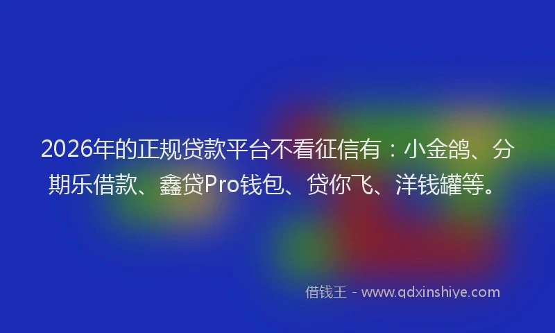 2026年的正规贷款平台不看征信有:小金鸽、分期乐借款、鑫贷Pro钱包、贷你飞、洋钱罐等。