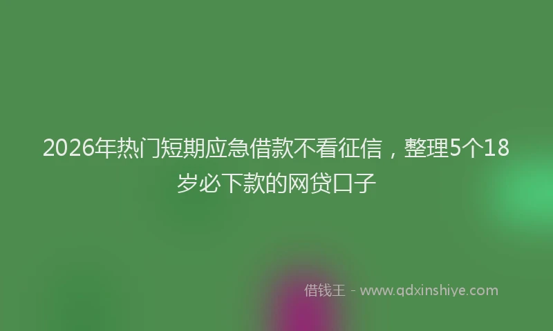 2026年热门短期应急借款不看征信，整理5个18岁必下款的网贷口子