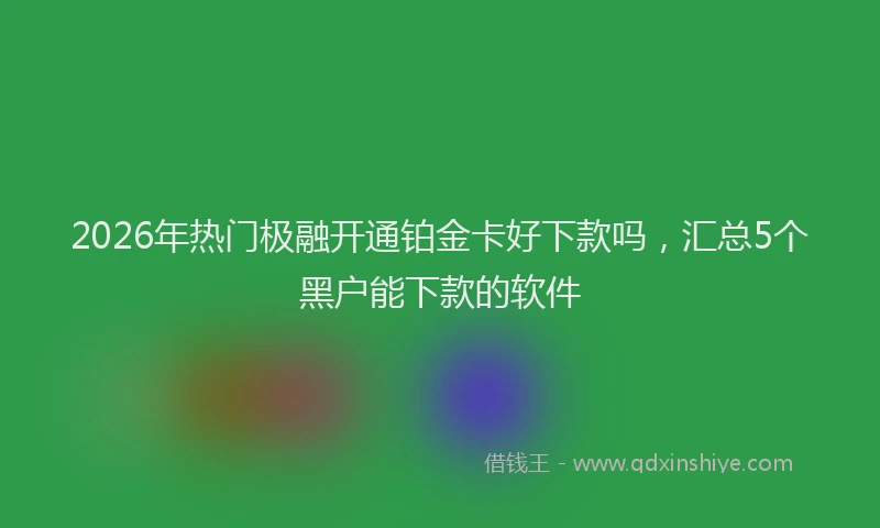 2026年热门极融开通铂金卡好下款吗，汇总5个黑户能下款的软件
