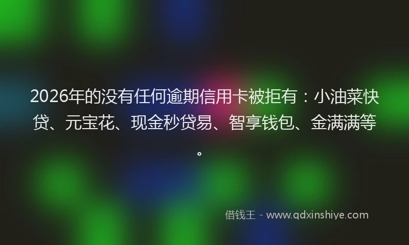 2026年的没有任何逾期信用卡被拒有：小油菜快贷、元宝花、现金秒贷易、智享钱包、金满满等。