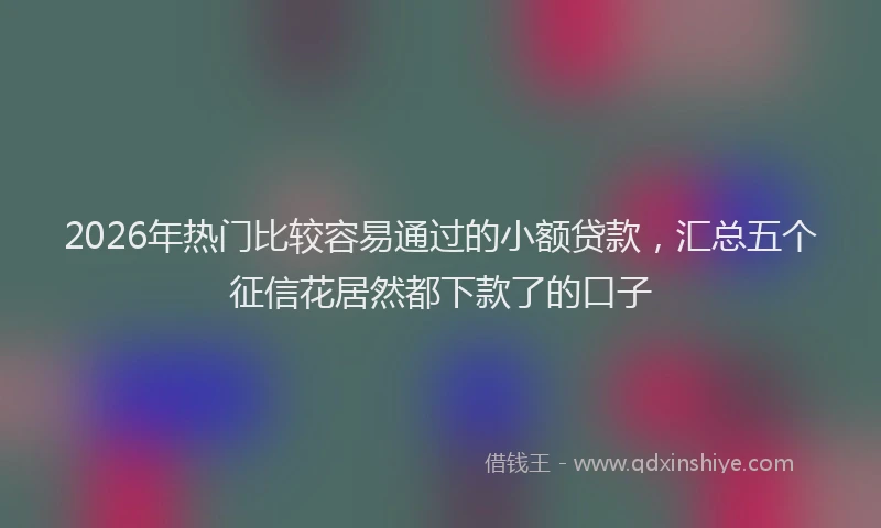 2026年热门比较容易通过的小额贷款，汇总五个征信花居然都下款了的口子