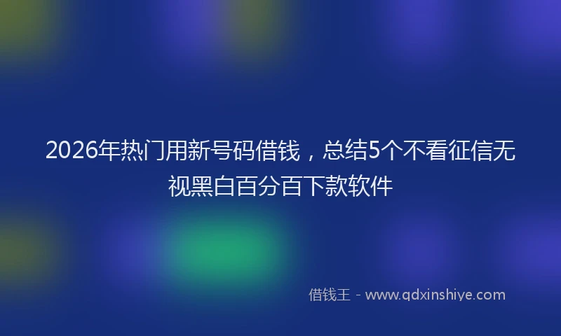 2026年热门用新号码借钱，总结5个不看征信无视黑白百分百下款软件