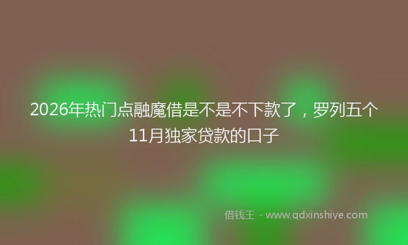2026年热门点融魔借是不是不下款了，罗列五个11月独家贷款的口子