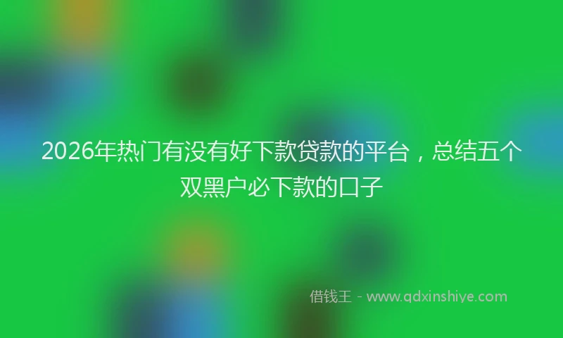 2026年热门有没有好下款贷款的平台，总结五个双黑户必下款的口子