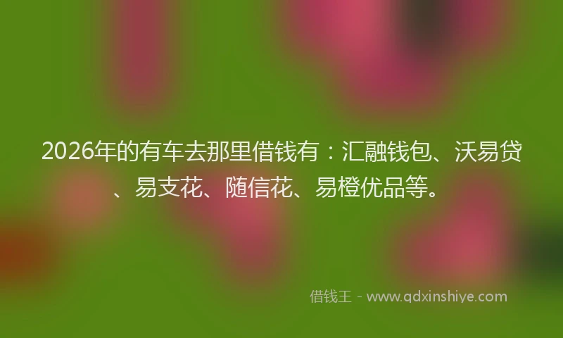 2026年的有车去那里借钱有:汇融钱包、沃易贷、易支花、随信花、易橙优品等。