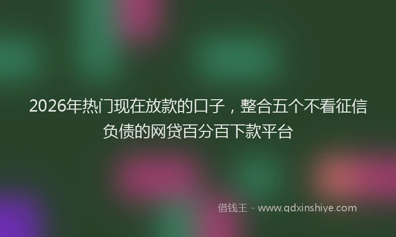 2026年热门现在放款的口子，整合五个不看征信负债的网贷百分百下款平台